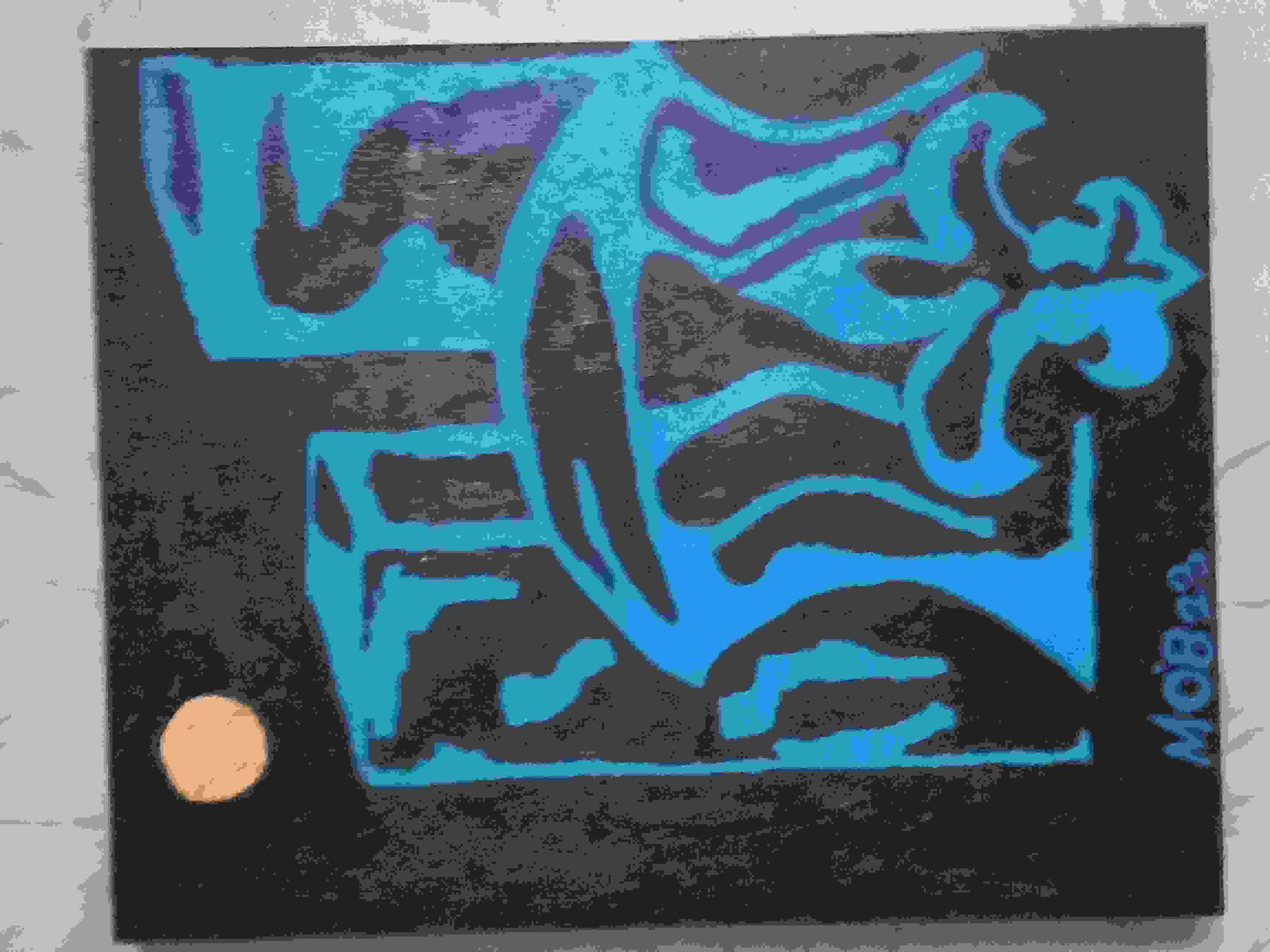 Painting Of A Certain Shade Of Blue In Oil On Wood Size 508 