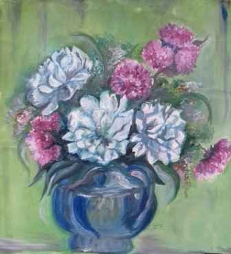 Flower Pot Oil Painting By Ankur Saharia 