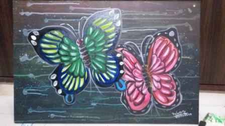  My New Painting Modren Butterfly On Canvas Bord Size 3020