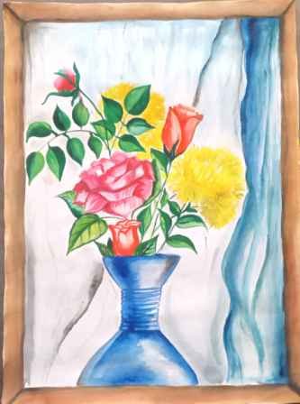 Flower Pot Water Colour By Ankur