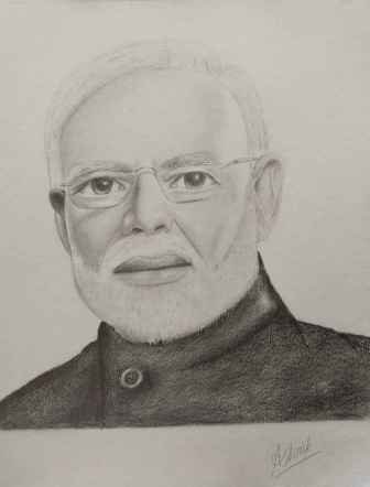 Drawing Of Narendra Modi Prime Minister Of India