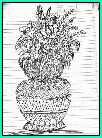Flowers Vaste Pen Sketch