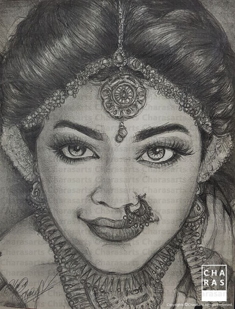 Realistic Sketch Of A Bride Face