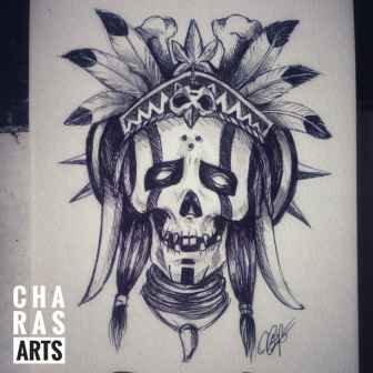 Red Indians Skull Head Tattoo Art By Charasarts Charasarts