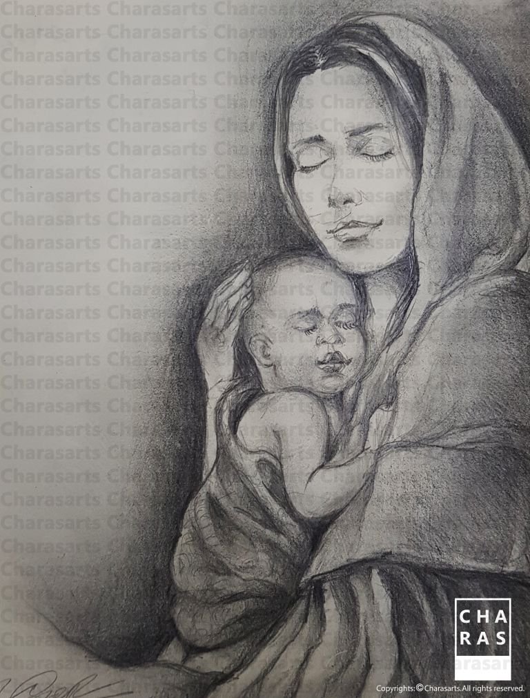 Mother S Love Busart Drawing By Charasarts 