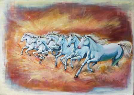 Title 7 Running White Horses Meidum Acrylic On Canvas Size