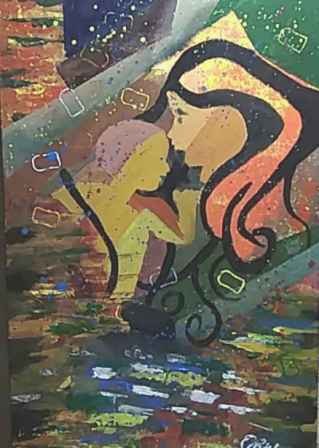 Abstract Figurative Painting Of Mother By Acrylic On