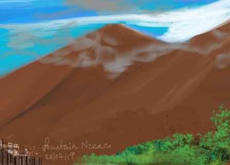 My Oil Painting Of A Desert Mountain In A Fog