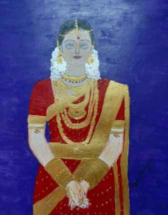 A Bride Painting With Golden Linings For Kids Drawing