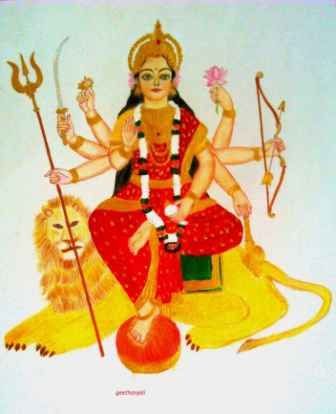 Maa Durga Hindu Goddess Of Shakti Kids Drawing