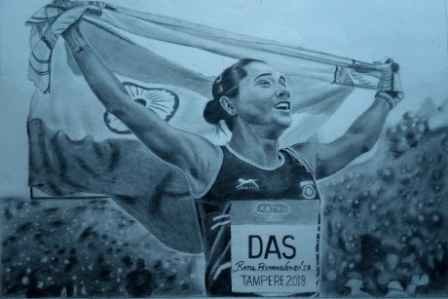 Hima Das Pencil On Bristol