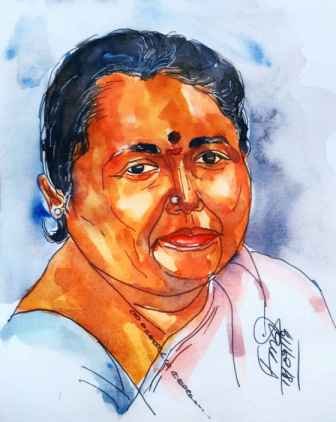 A Village Women Watercolor Portrait