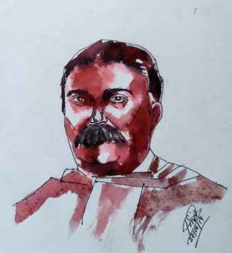 A Man With Mustache Portrait With Fuji Ink
