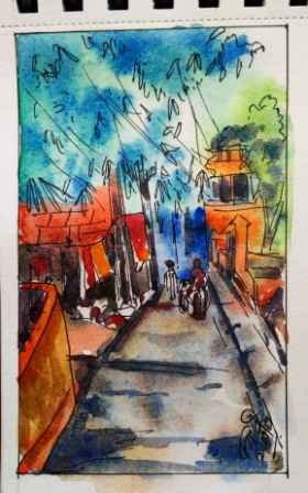 Cityscape Sketch Work Pen And Cakes Color18