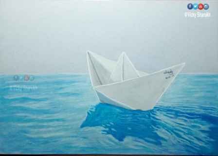 Paper boat drawing | Easy Pencil Drawing | Kagojer Nouka Art - YouTube