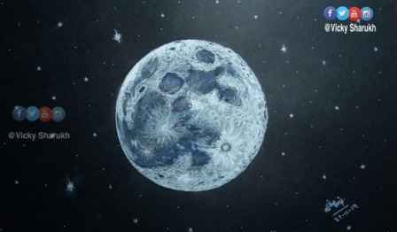 Realistic Drawing Of Full Moon Httpsyoutubexabnsp6 Fxm Mixed