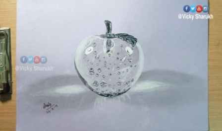 Glass Apple Realistic Drawing Watch My Drawing Video On Yout