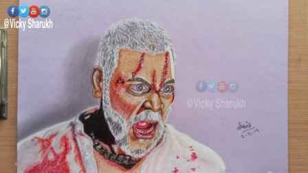 Kanchana 3 Ragava Lawrence Mixed Technique Watercolor Colour