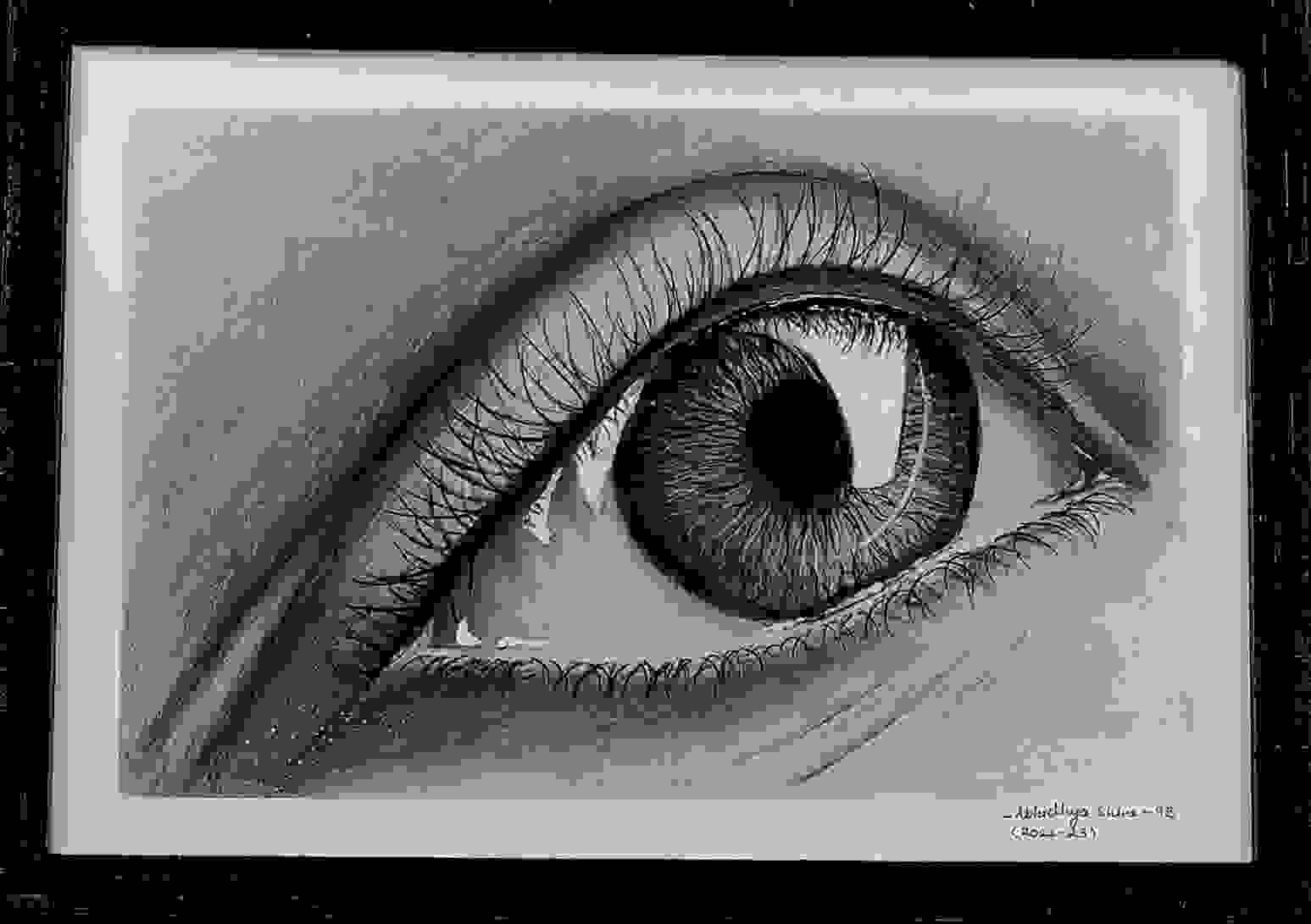 Painting Of Realistic Eye In Charcoal Size A3 Sq C