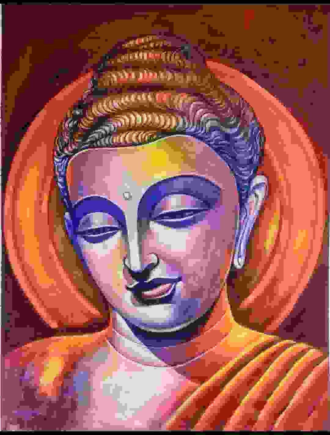 Gautama Budhha Acrylic On Pasting Cloth