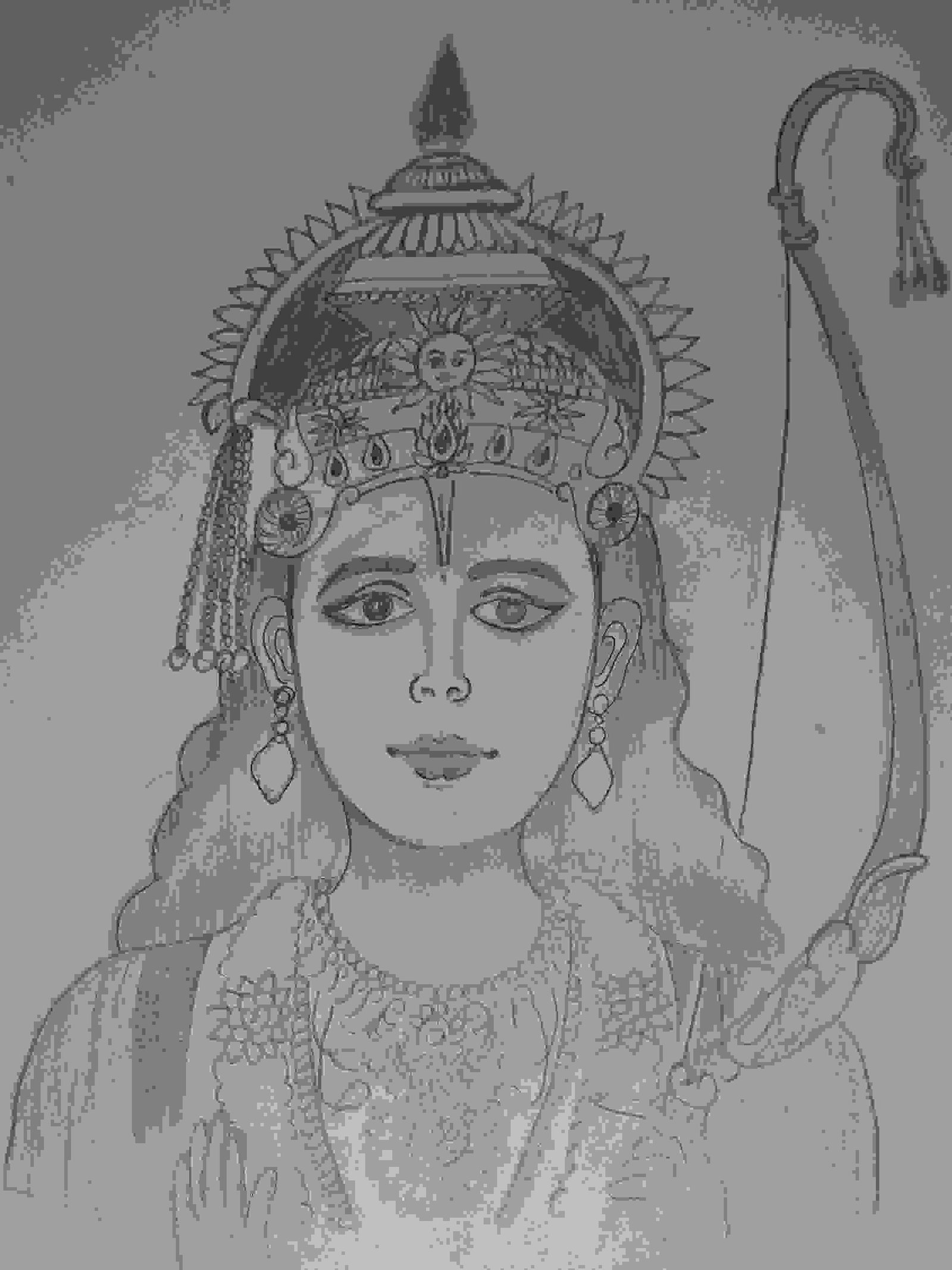 Purushottam Shree Ram Portrait Sketch For Kids Drawing