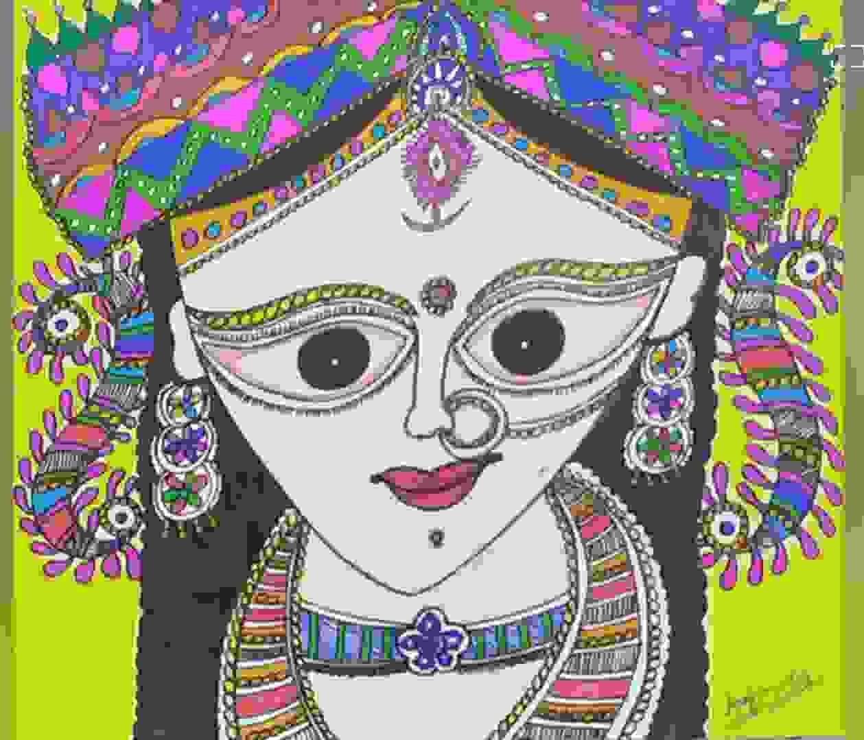 Painting Of Madhubani Painting In Painting Size A4size Sq