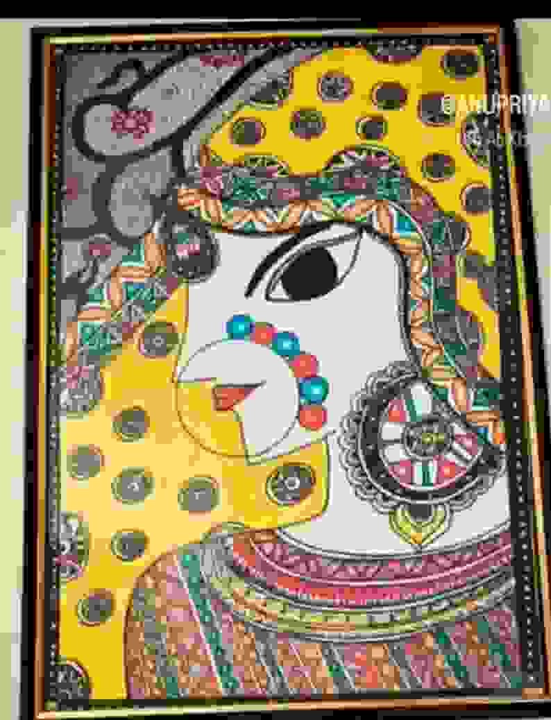 Painting Of Painting In Madhubani Painting Size A4size Sq