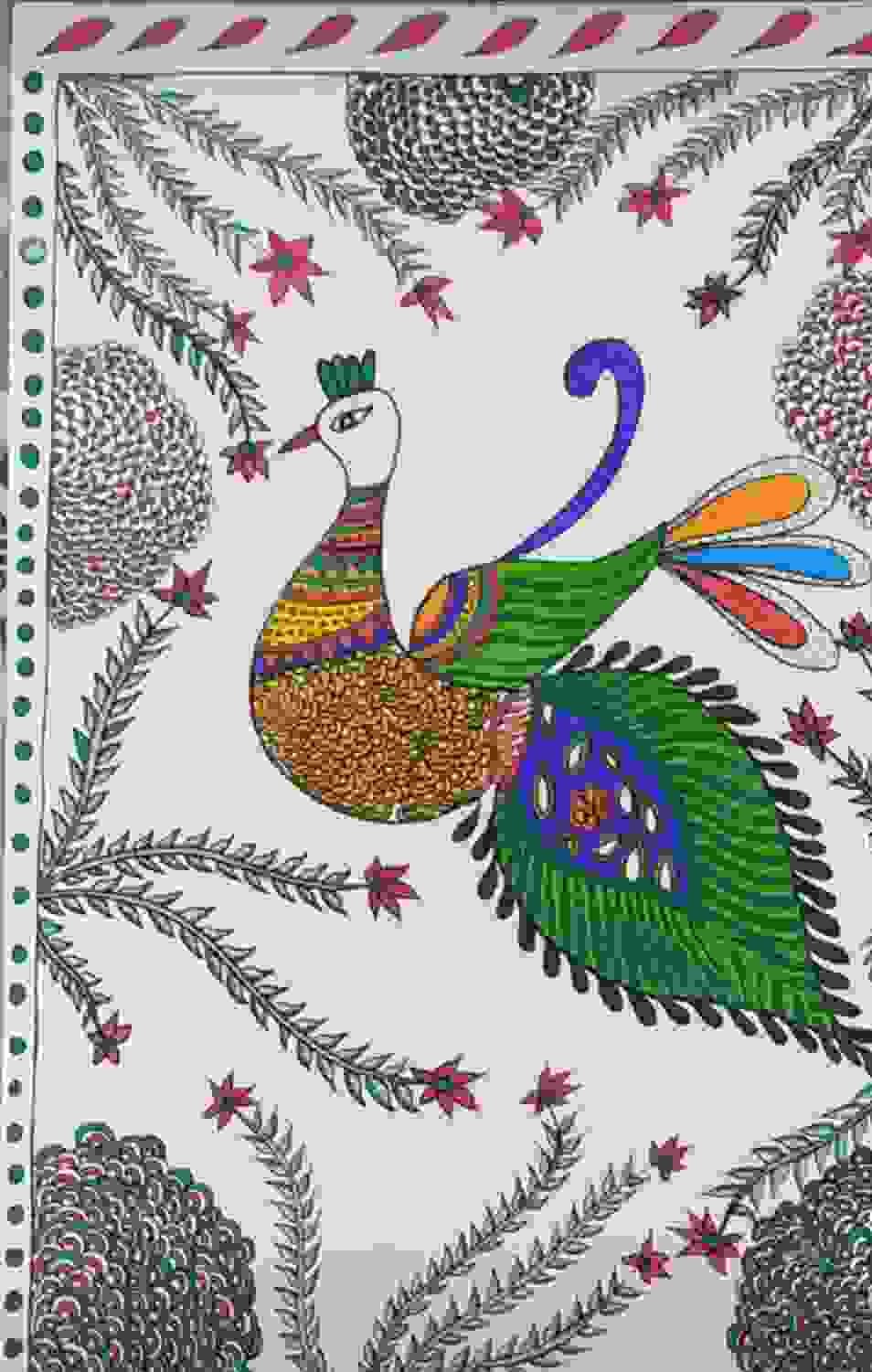 Painting Of Artwork In Madhubani Paintings Size A4size Sq