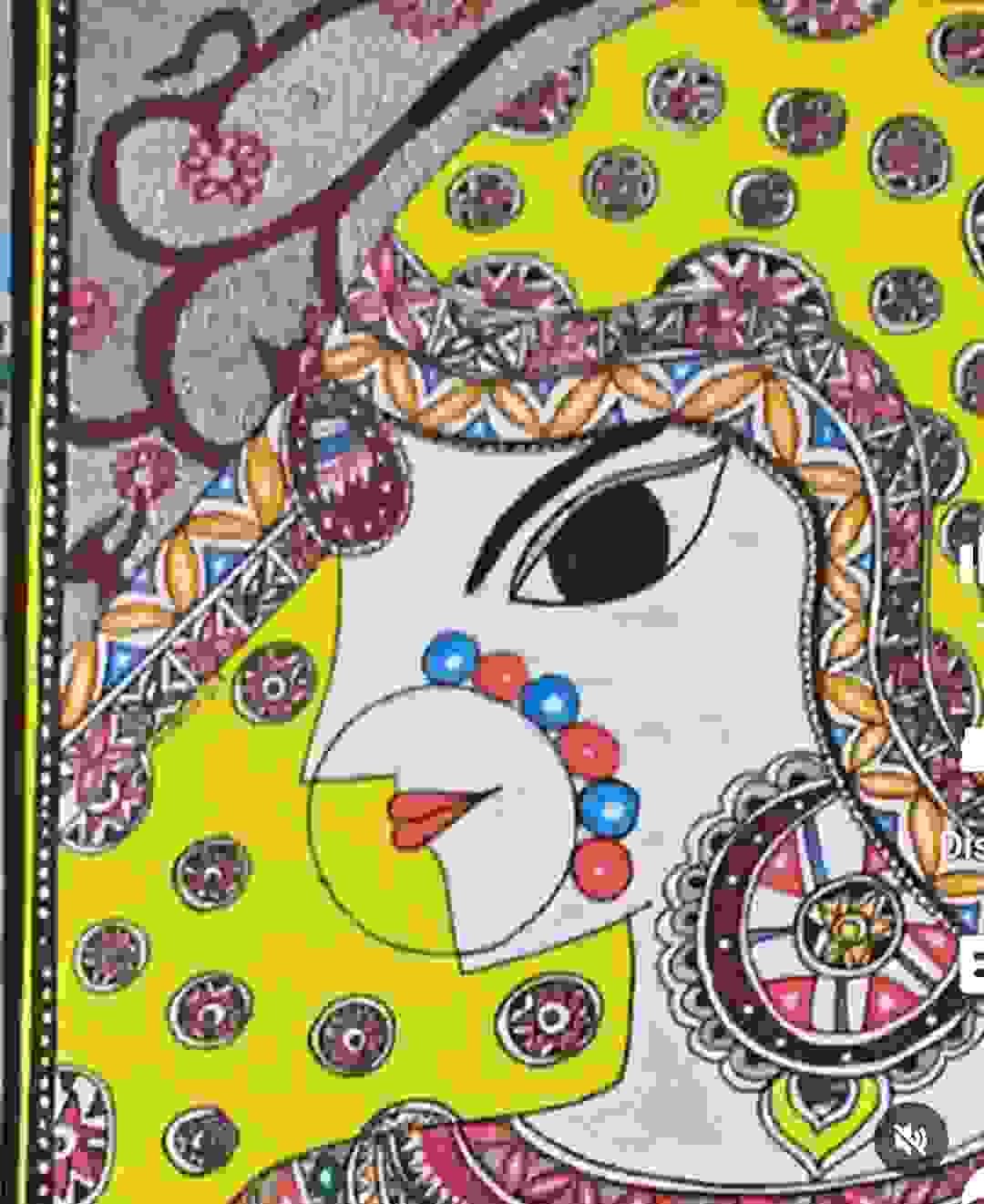 Painting Of Lady Madhubani Painting In 1piece Size Big Size 