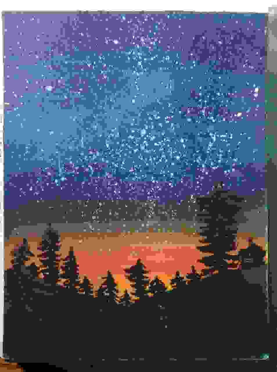 Painting Of Handmade Neutral Color Landscape Night