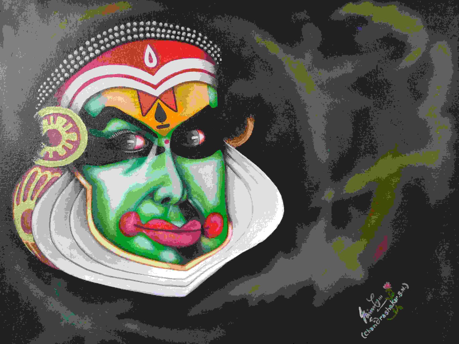 Painting Of Kathakali In Acrylic On Canvas Size 2x3 Foot
