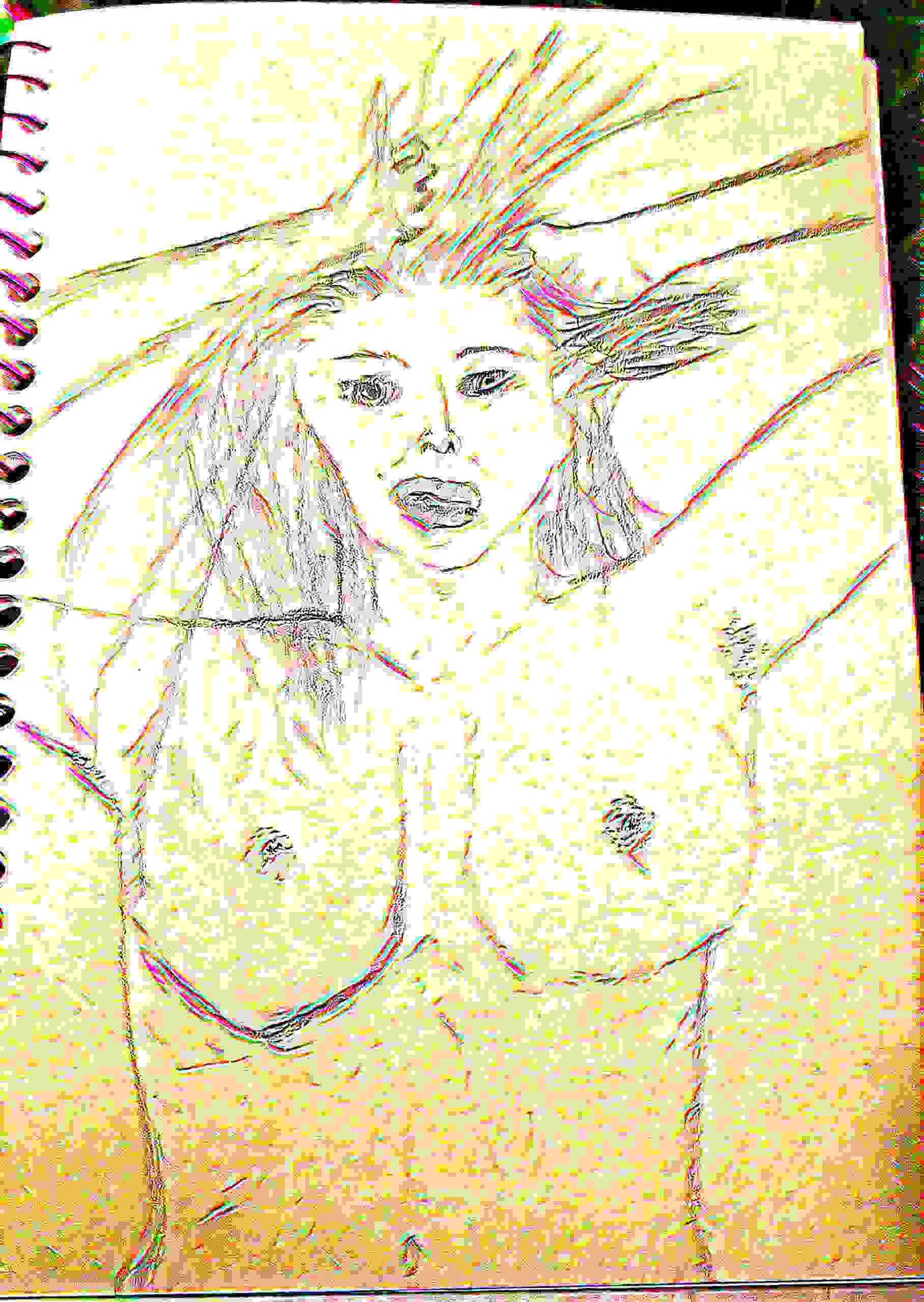 Painting Of Naked Woman In Drawn And Digitally Rendered
