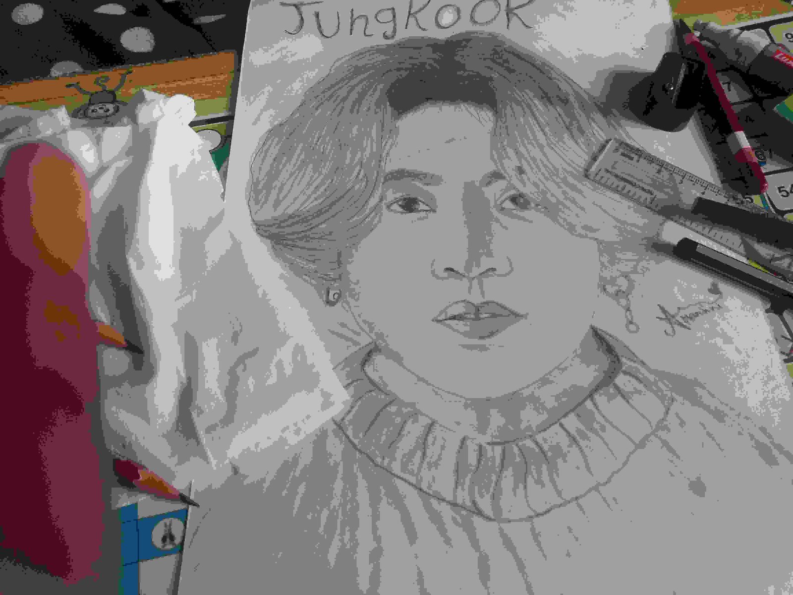 Painting Of Junkook In Sketching Size A4 Sq Cm Price