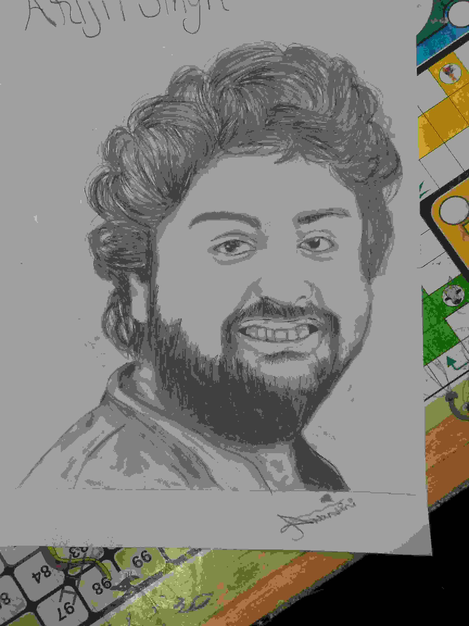 Painting Of Arijit Singh Sketch In Sketching Size A4 Sq Cm