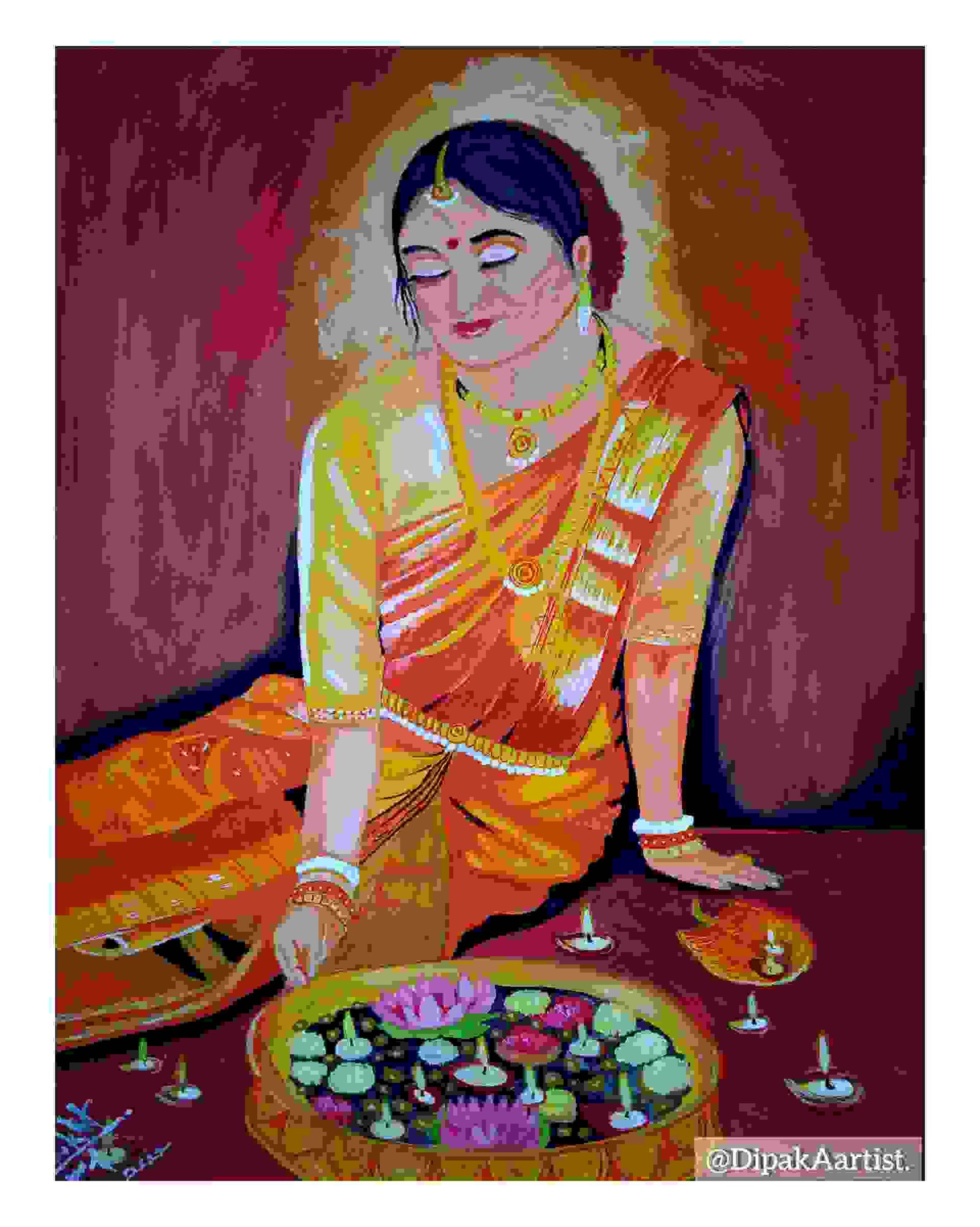 Painting Of Diwali Special Oil Painting Done By  Dipakaartist In Oil P