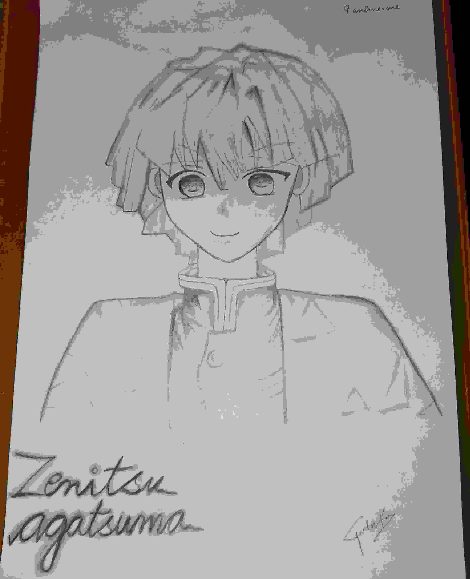 The Name Of Cahracter Is Zenitsu Agatsuma Pencil Drawing