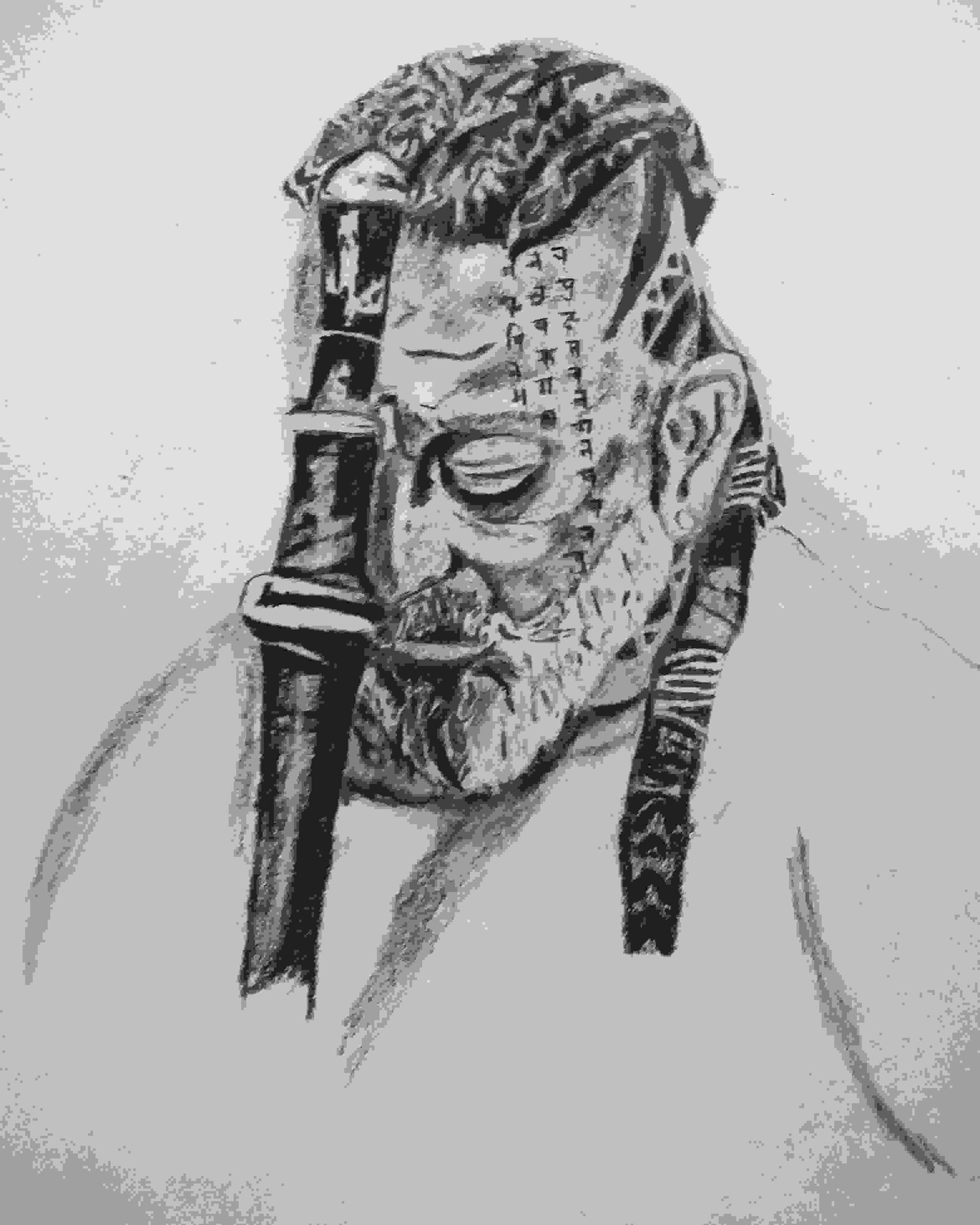 Evocative Depiction Of A Warrior Portrait Sketch