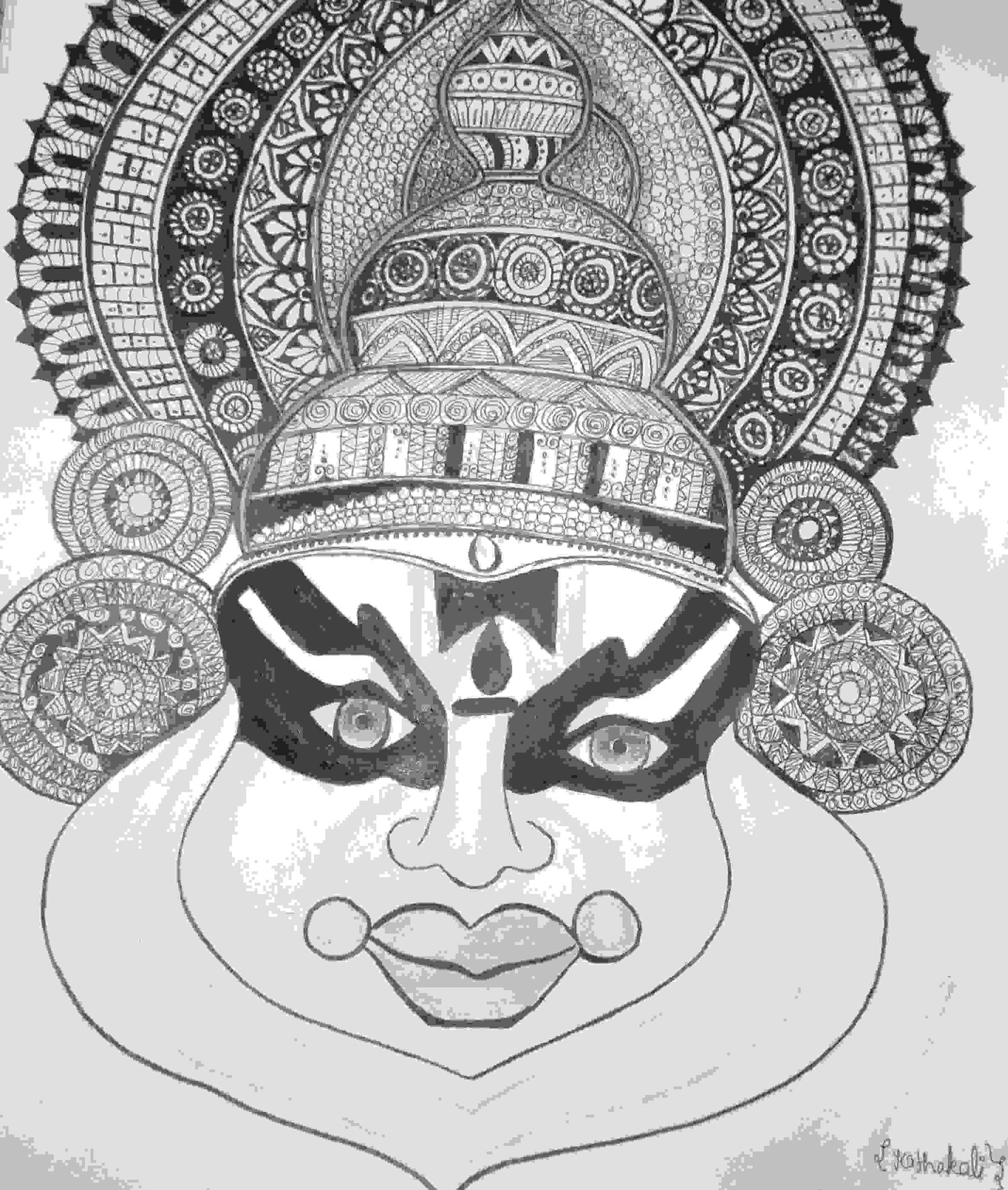 Premium Vector | Kathakali face vector design a classical dance of kerala  india