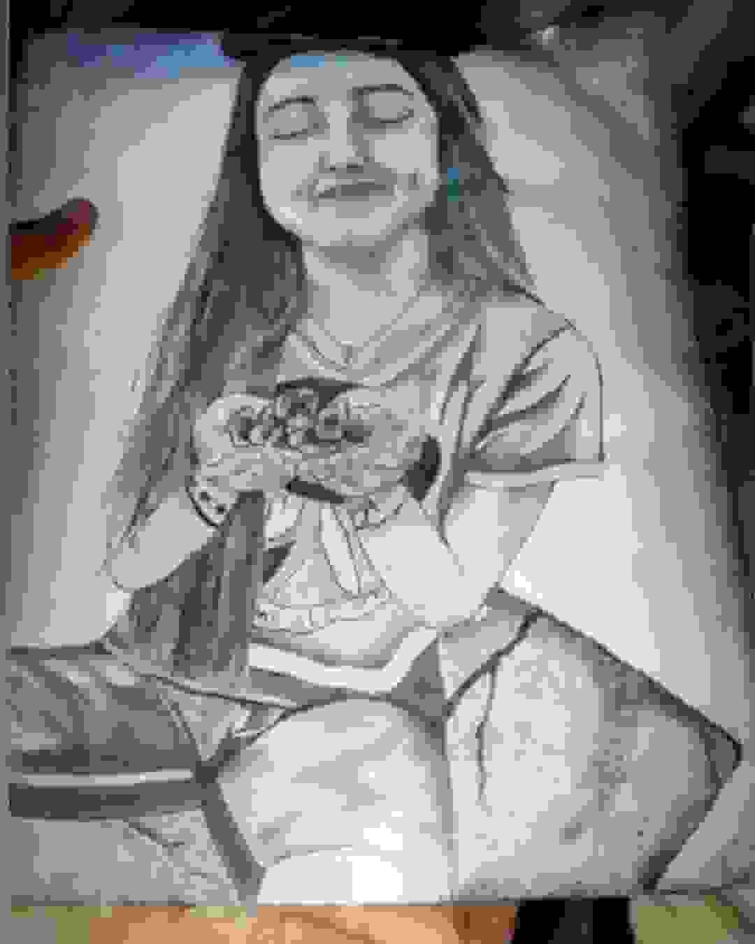 Painting Of A Girl With Rose Chill In Garden In Whats Aap