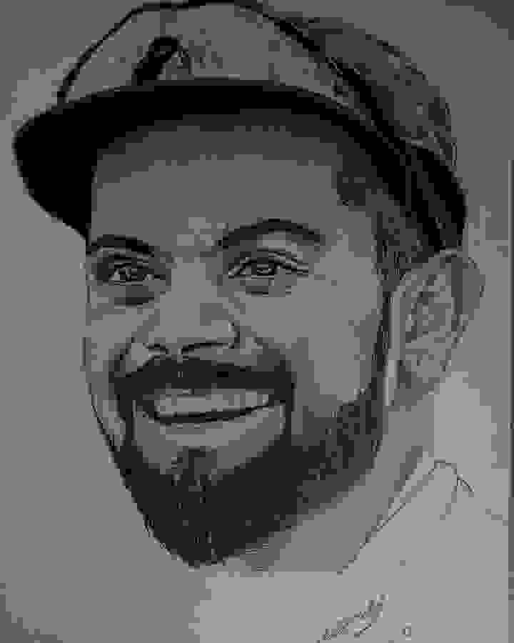 Painting Of Indian Cricketer Virat Kholi Sketch In Pencil Sketch Size 
