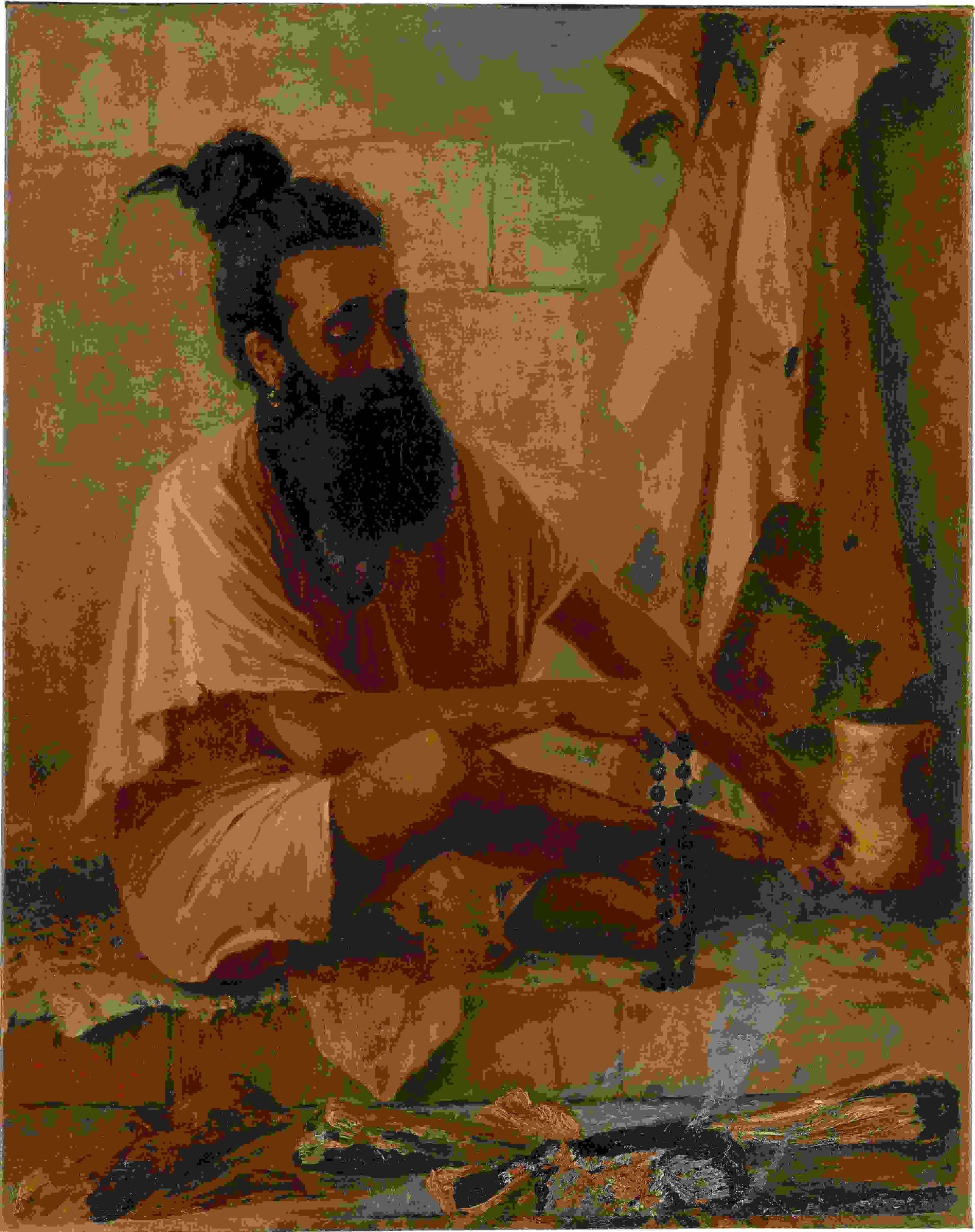 Painting Of Vishvamitra Meditation In Oil On Canvas Size