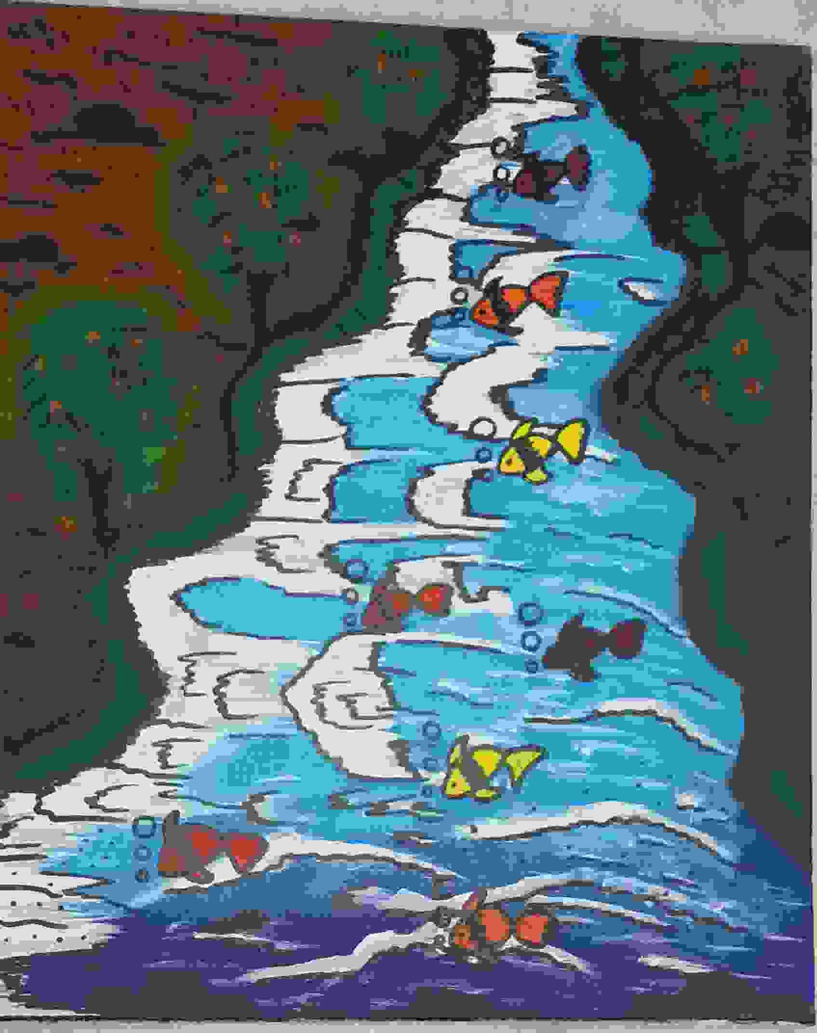 This Is A Painting Of Nature In Which Fishes Are Playing