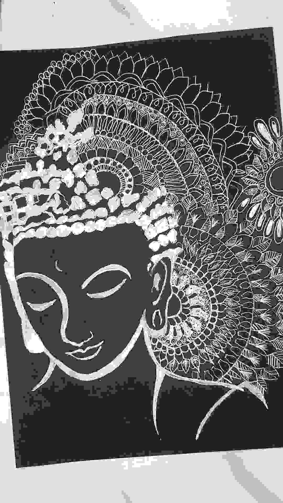 Painting Of Lord Buddha Drawing Mandala Art In Write Pen Siz
