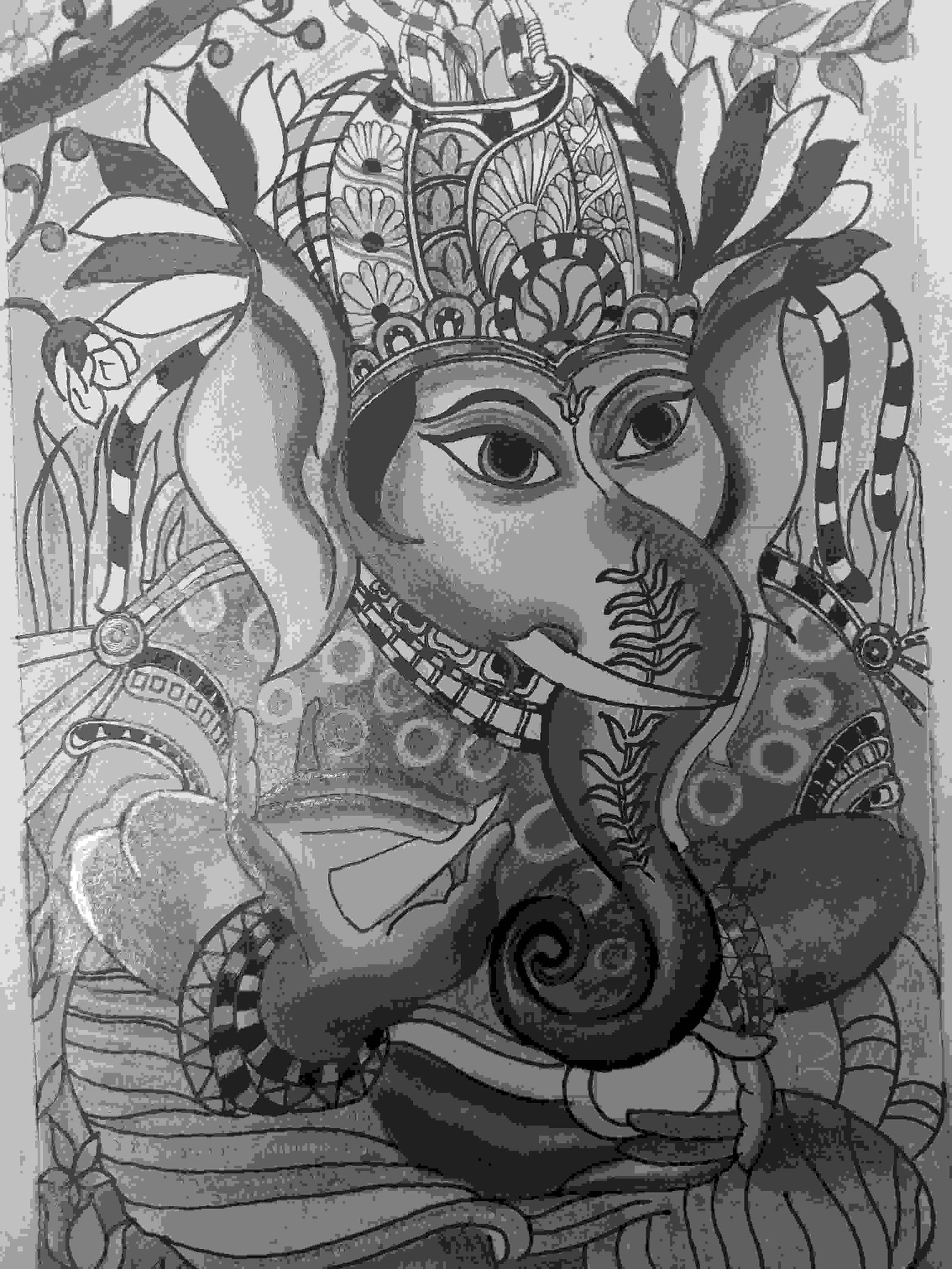 Painting Of Ganesha Drawing In Pencil Size A3 Sq Cm