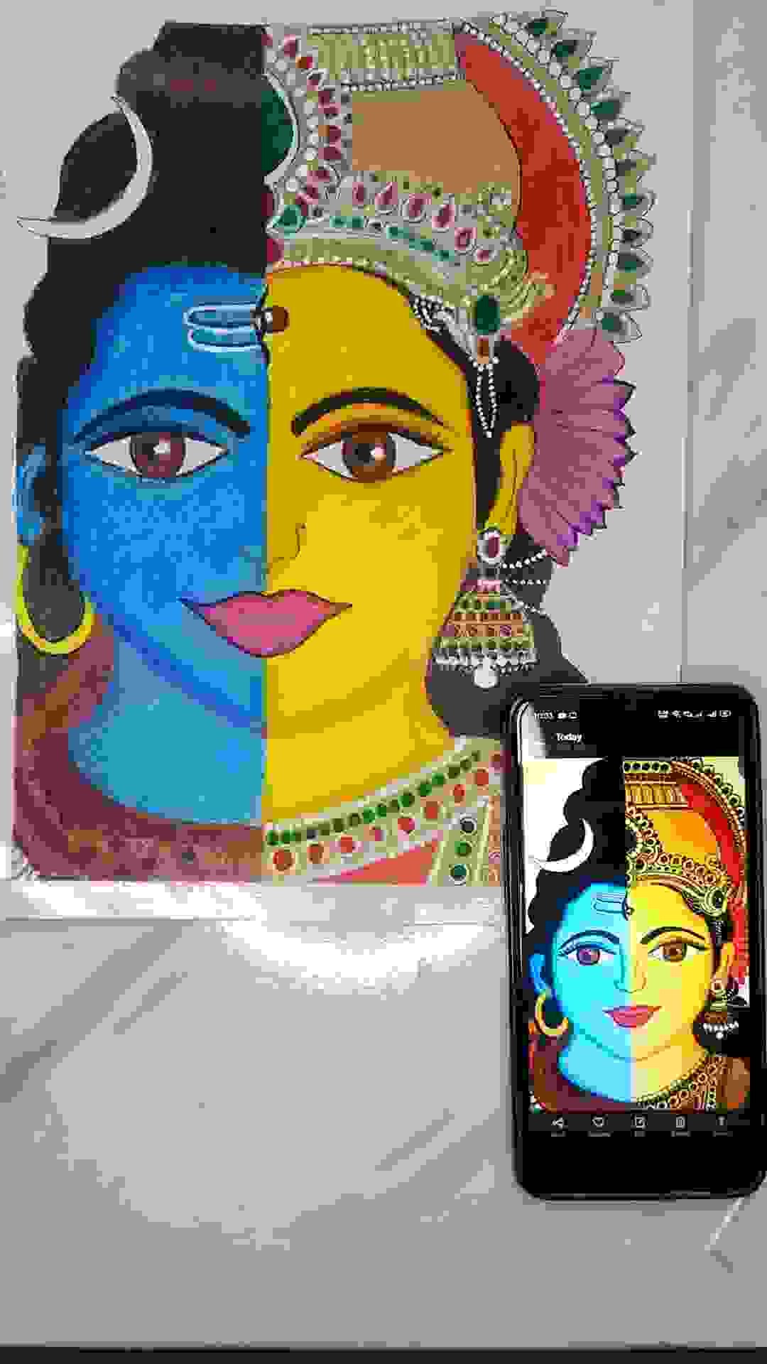 Shiv Parvati ardhnarishwar Swaroop Mandala Painting - Etsy