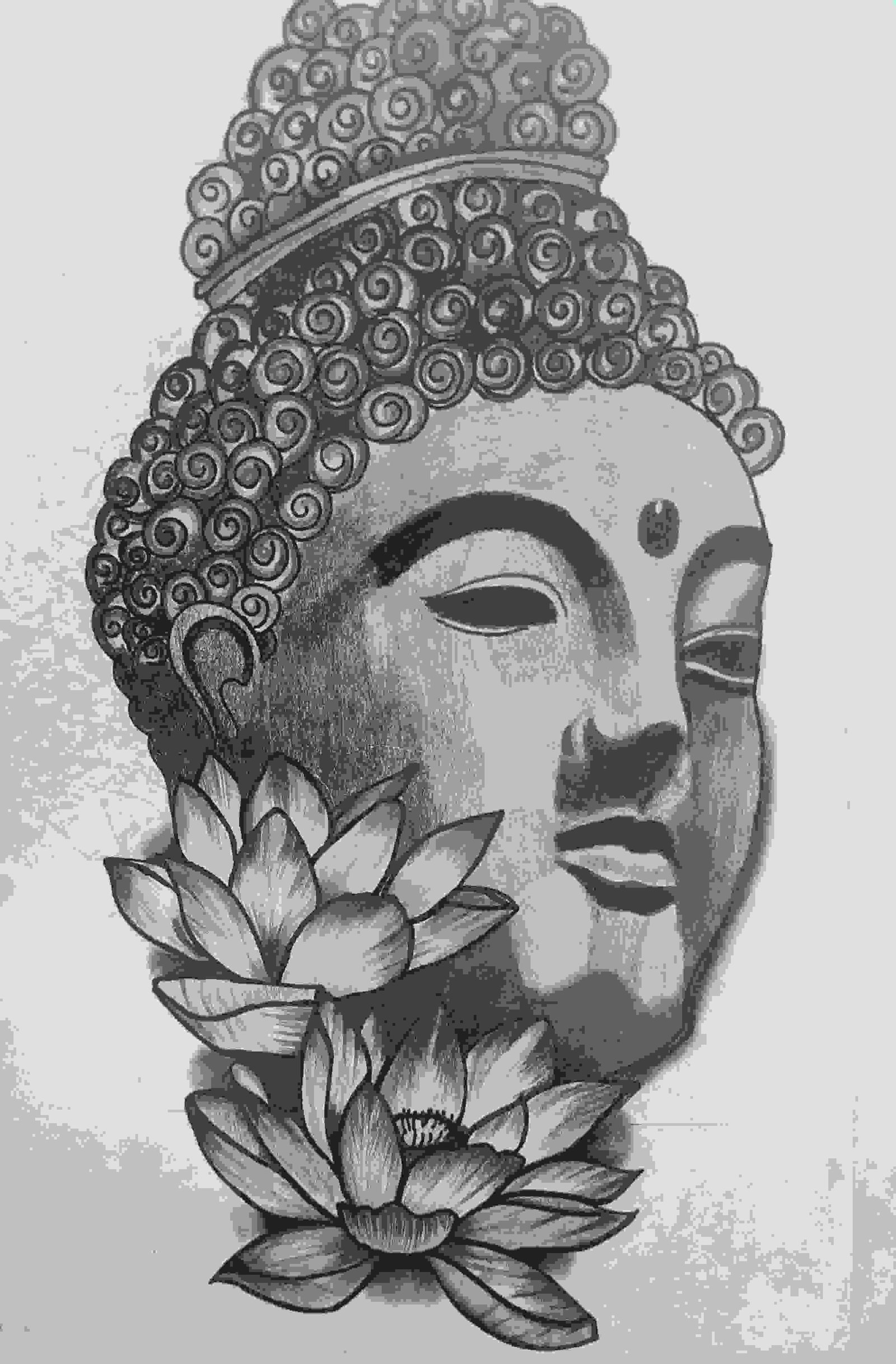 Painting Of Lord Buddha Drawing In Pencil Size A3 Sq Cm