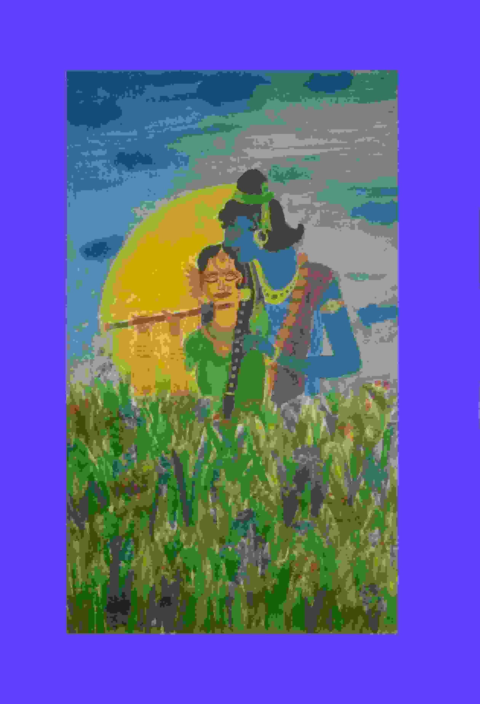 Shree Radha Krishna Cloth Painting