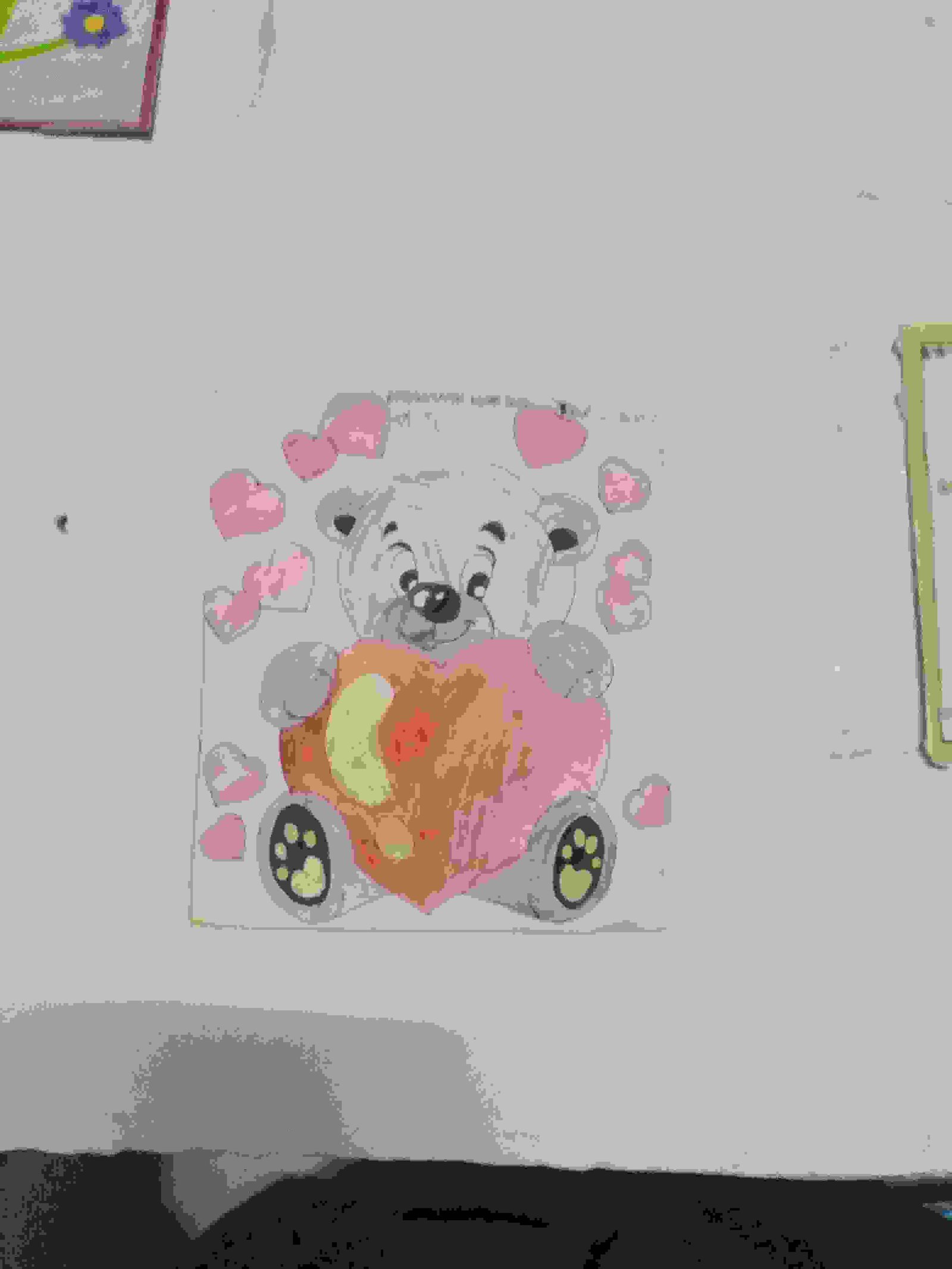 Teddy Bear With Love For Kids Drawing