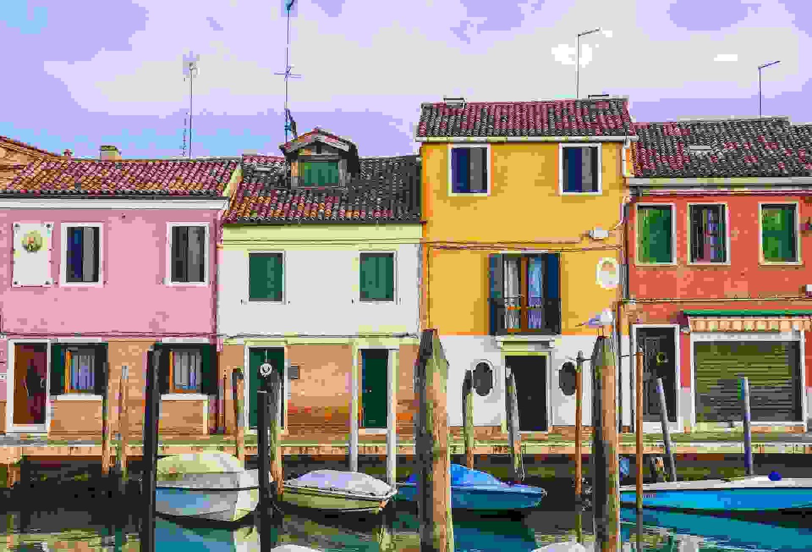 Painting Of Houses Boats Street Image In Painting Size