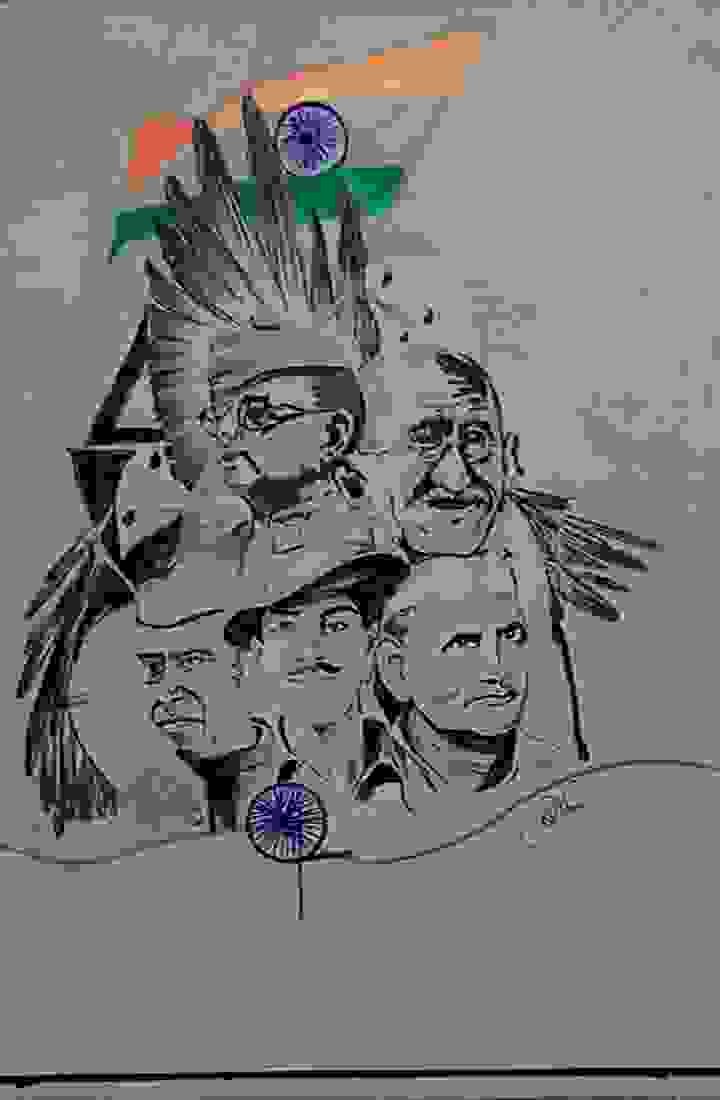 Painting Of Freedom Fighters Sketch Art By Richa S